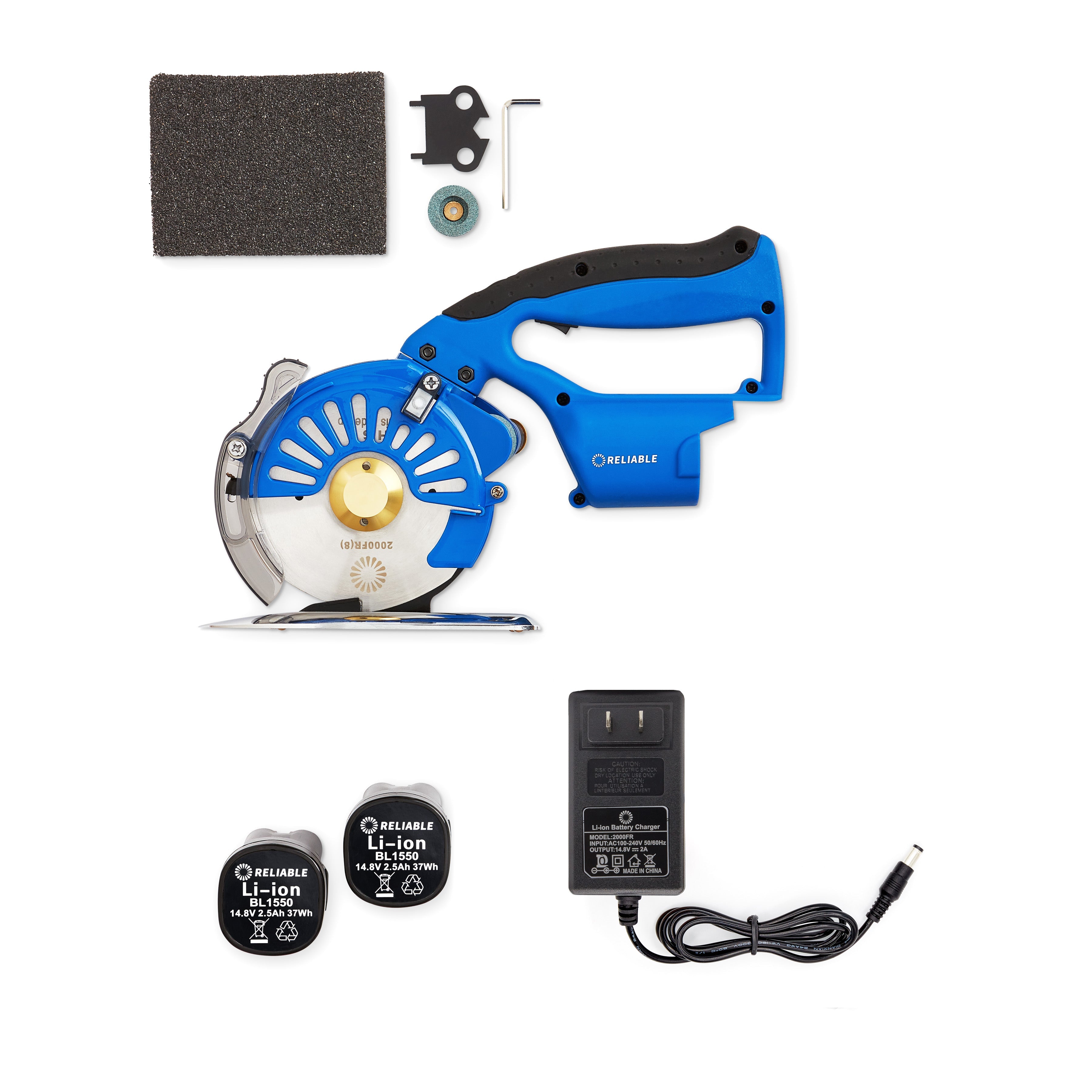 Schnurlose Tuchschneidemaschine mit 2 Batterien und Ladegerät